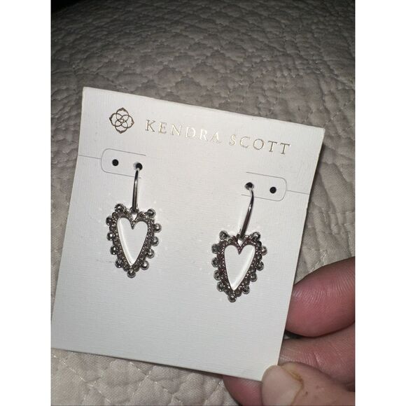 New KENDRA SCOTT Fashion Rose Gold Beaded Ansley Heart Open Frame Drop Earrings - Picture 1 of 3